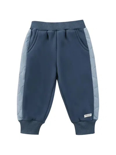 Donsje Kids' Noorien Quilted-panel Track Pants In Blue