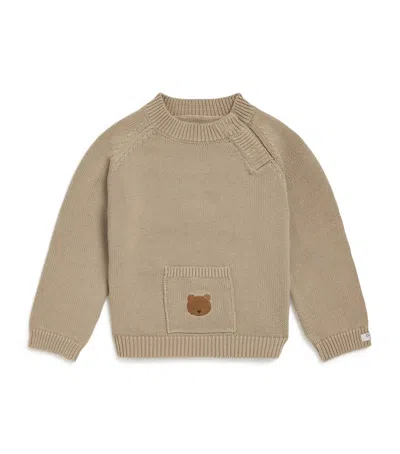 Donsje Kids' Organic Cotton Bear Loeke Sweater In Brown