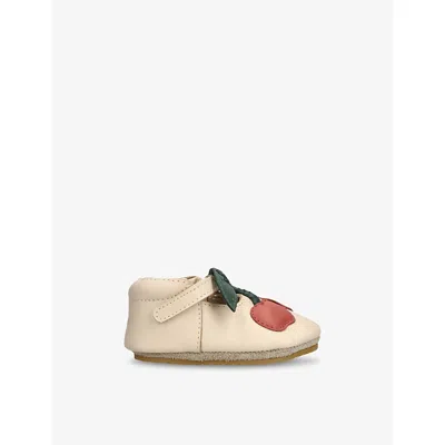 Donsje Baby Nanoe Cherry Leather Crib Shoe In Pale Pink