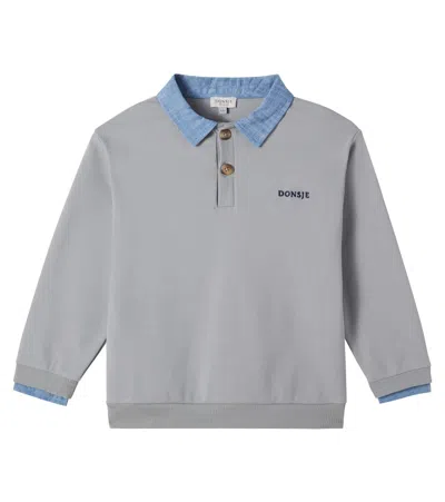 Donsje Kids' Priem Embroidered Cotton Sweatshirt In Gray