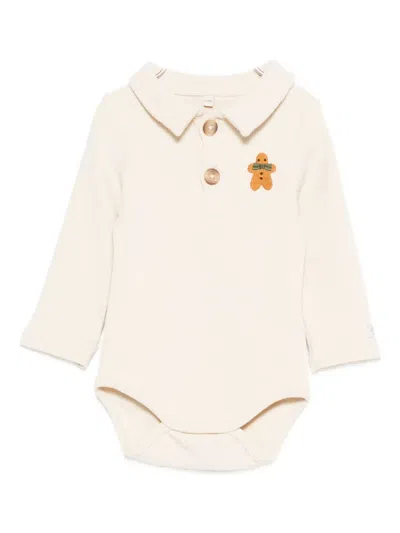 Donsje Babies' Ribbed Embroidered Body In Neutral