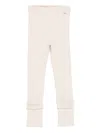 Donsje Ribbed Ruffle Leggings In Neutral