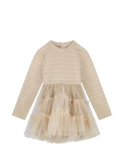 Donsje Ruffled Baby Girl Dress In Neutral