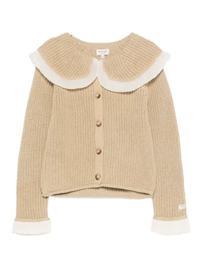 Donsje Kids' Ruffled-collar Cardigan In Brown