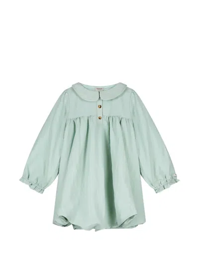 Donsje Kids' Ruffled Collared Dress In Green