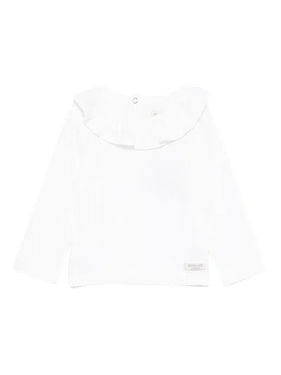 Donsje Babies' Ruffled Long-sleeve Top In White