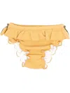 Donsje Ruffled Seersucker Bikini Bottoms In 黄色
