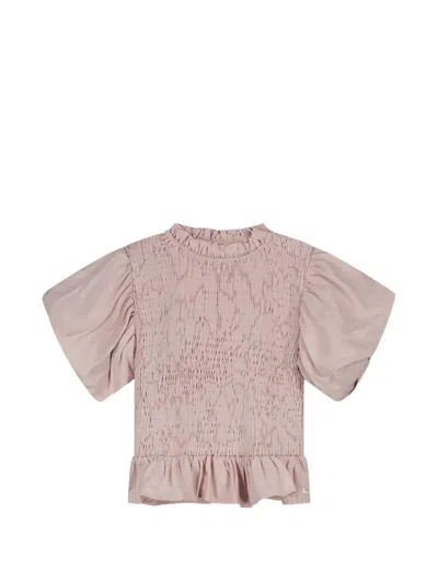 Donsje Kids' Ruffled Shirred Top In Pink
