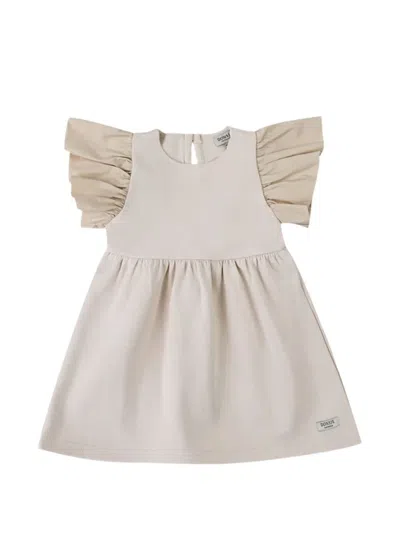 Donsje Babies' Ruffled Short-sleeve Dress In Neutral