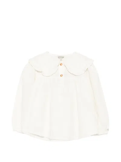 Donsje Kids' Ruffled-collar Cotton Blouse In Neutrals