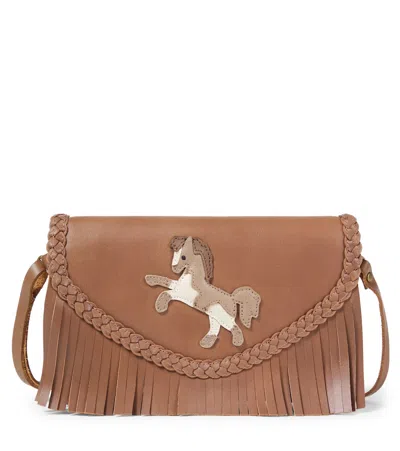 Donsje Kids' Salote Fringed Leather Shoulder Bag In Brown
