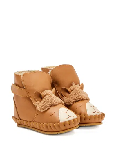 Donsje Babies' Shearling-appliqué Boots In Orange