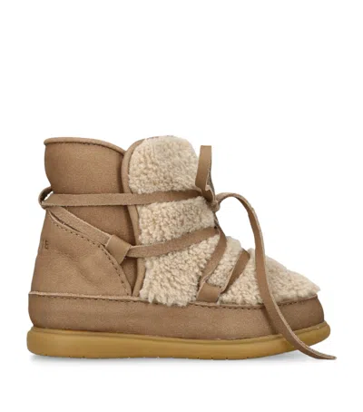Donsje Kids' Shearling-suede Ceysa Lace-up Boots In Brown