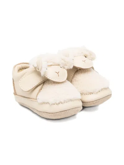 Donsje Babies' Sheep-face Crib Shoes In Neutral