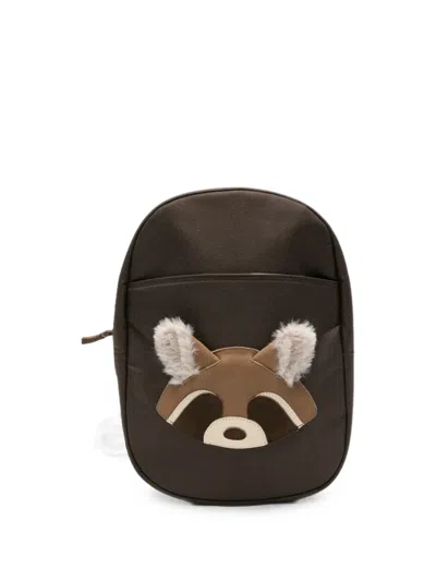 Donsje Kids' Sifo Raccoon-patch Backpack In Brown