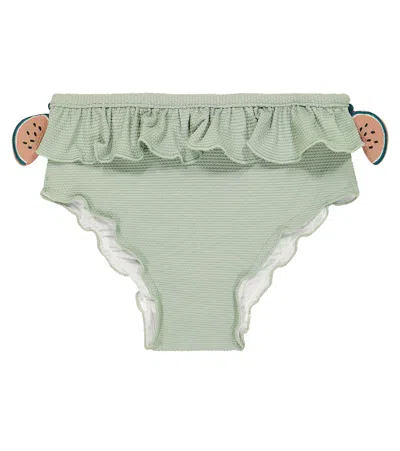 Donsje Kids' Sisi Appliquéd Bikini Bottoms In Desert Sage
