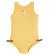 Donsje Lemon Print Poly One Piece Swimsuit In Yellow