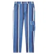 Donsje Theoule Striped Denim Cargo Pants In Blue