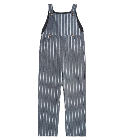 Donsje Kids' Tilsen Cotton And Linen Dungarees In Night Blue Melange