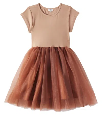 Donsje Kids' Timie Jersey And Tulle Dress In Pink