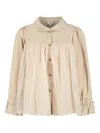 Donsje Tulle-back Collared Shirt In Neutral