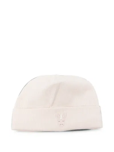 Donsje Babies' Unicorn-embroidered Ribbed Beanie Hat In Neutrals