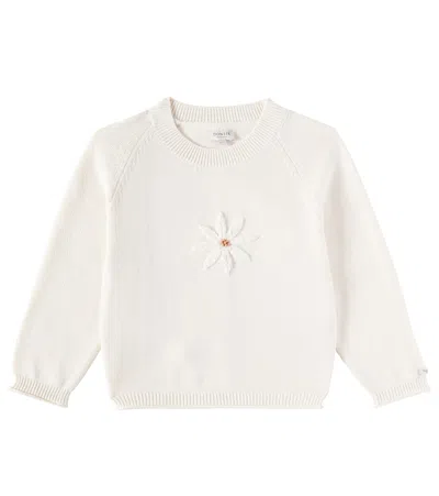 Donsje Kids' Valenthe Embroidered Cotton Sweater In White