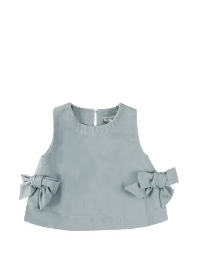 Donsje Kids' Veeri Bow-detail Keyhole Top In Blue