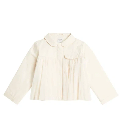 Donsje Kids' Girls Ivory Cotton Twill & Tulle Jacket In White