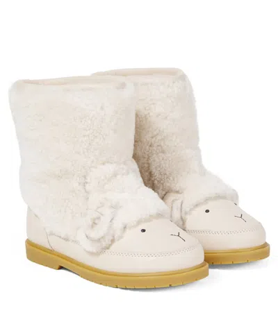 Donsje Kids' Wadou Wool-trimmed Boots In White