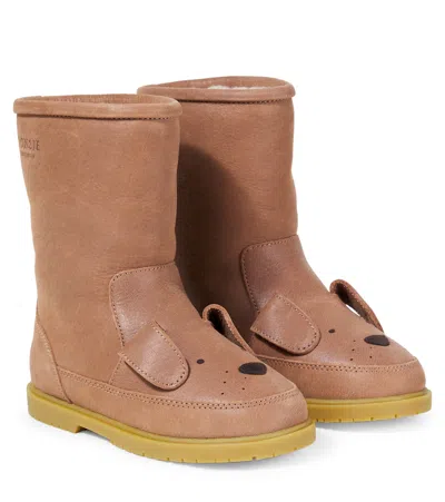 Donsje Kids' Wadudu Leather Boots In Brown