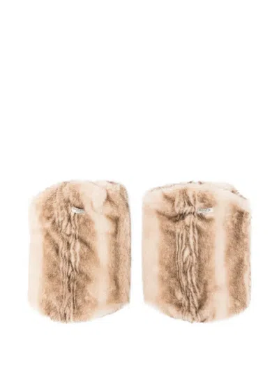 Donsje Kids' Widya Faux-fur Leg Warmers In Neutrals