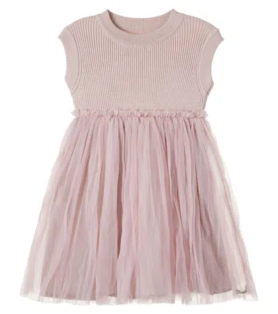 Donsje Kids' Xewa Paneled Tulle Dress In Pink