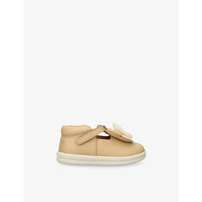 Donsje Yellow Kids' Vlindy Metallic Nubuck-leather Mary Jane Shoes Eur 20 / 4 Uk In Neutral