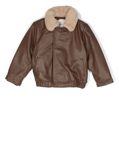 Donsje Kids' Yuki Leather Jacket In Brown