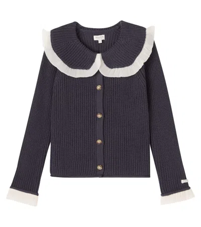 Donsje Kids' Zoila Cotton Cardigan In Blue