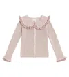 DONSJE ZOILA CROPPED RUFFLED COTTON CARDIGAN