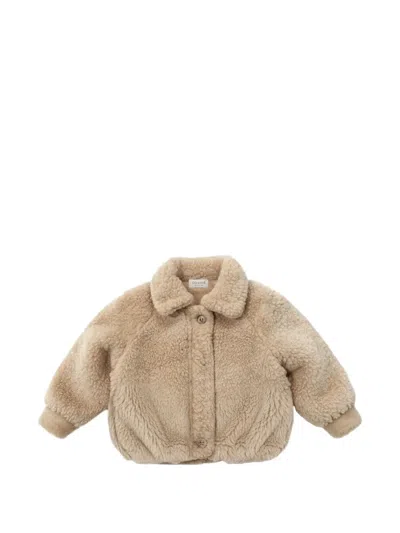 Donsje Babies' Zowie Faux-fur Button-up Jacket In Neutrals
