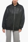 Dont At Me Label Coated Cotton Bomber Jacket With Front Zip