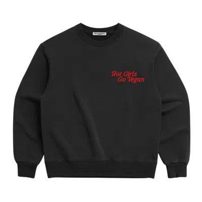 Dont Eat The Homies Women's Hot Girls Go Vegan Crewneck - Black