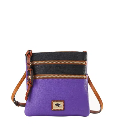 Dooney & Bourke Baltimore Ravens Halftime Triple-zip Crossbody Bag In Purple