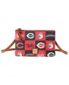 Dooney & Bourke Cincinnati Reds Top Zip Crossbody Purse In Brown