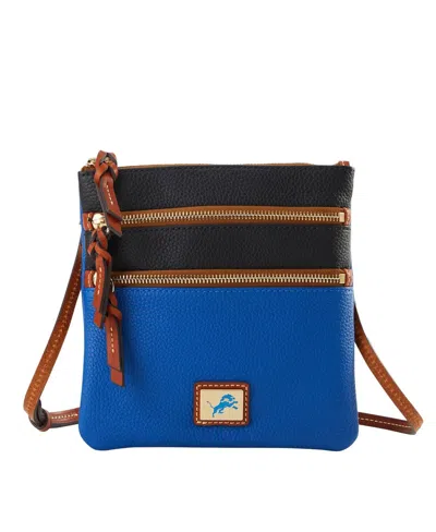 Dooney & Bourke Detroit Lions Team Logo Halftime Triple Zip Crossbody Bag In Blue