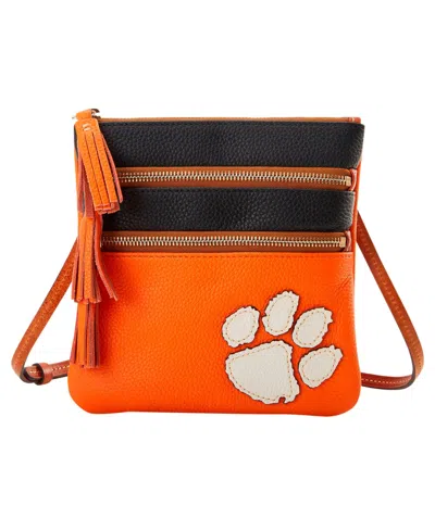 Dooney & Bourke Dooney Bourke Clemson Tigers Infield Triple Zip Crossbody Purse In Orange