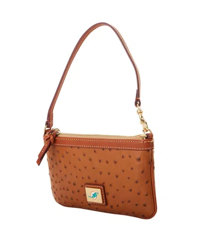 Dooney & Bourke Dooney Bourke Miami Dolphins Large Slim Wristlet In Brown
