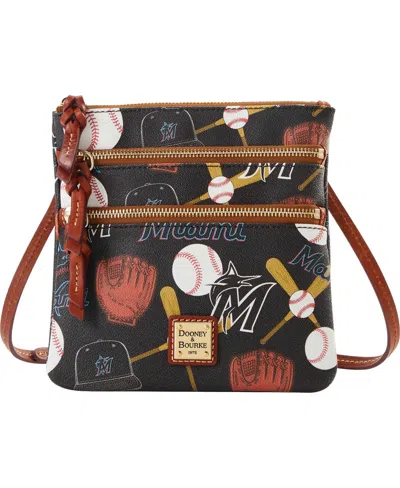 Dooney & Bourke Dooney Bourke Miami Marlins Game Day Triple Zip Crossbody Purse In Multi