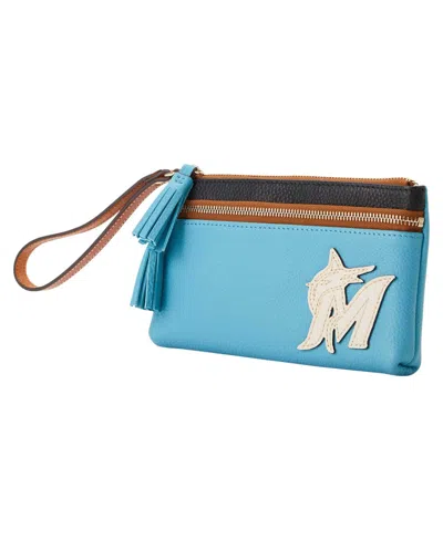 Dooney & Bourke Dooney Bourke Miami Marlins Infield Double-zip Wristlet In Blue