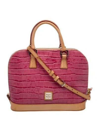 Pre-owned Dooney & Bourke Embossed Leather Top Handle Bag In Pink