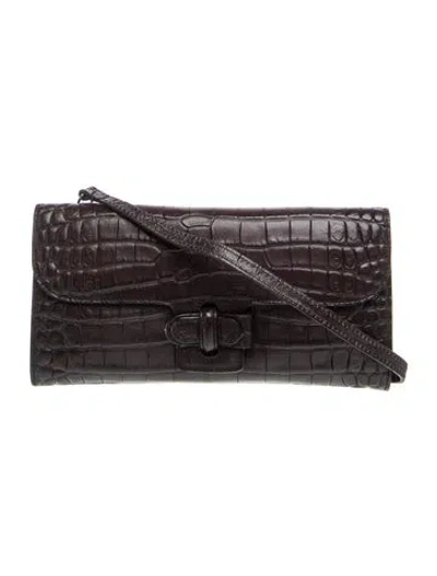 Pre-owned Dooney & Bourke Embossed Leather Vintage Embossed Clutch In Black