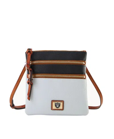 Dooney & Bourke Las Vegas Raiders Halftime Pebble-grain Adjustable Crossbody Bag In Gray